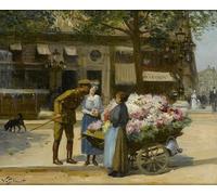 YIMACBJXX Dipinti Famosi Murale Tela Painting Image Vendedor de flores Avenue De L'opera Por gabriel Gilbert per la Decorazione Domestica dell'ufficio 60x90cm