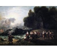 YIMACBJXX Dipinti Famosi Parete Immagine Arte Dipinto Calypsos Recepción de Telémaco y Mentor por Benjamin West per L'arredamento del Soggiorno 60x90cm