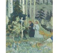 YIMACBJXX Dipinti Famosi Parete Immagine Arte Dipinto Il Monastero Di Foundingsergius Mikhail Nesterov per L'arredamento del Soggiorno 60x90cm