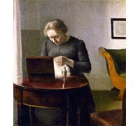 YIMACBJXX Dipinti Famosi Parete Immagine Arte Dipinto Interior. Ida costura en la mesa Vilhelm Hammershoi per L'arredamento del Soggiorno 60x90cm