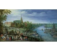 YIMACBJXX Dipinti Famosi Parete Immagine Arte Dipinto la Feria Parroquial Anual en Schelle por Jan the Elder Brueghel per L'arredamento del Soggiorno 60x90cm