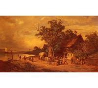 YIMACBJXX Dipinti Famosi Parete Immagine Arte Dipinto la posada en el estuario de Rudolphe Heinrich Schuster per L'arredamento del Soggiorno 60x90cm