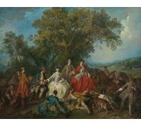 YIMACBJXX Dipinti Famosi Parete Immagine Arte Dipinto Picnic después de la caza probablemente de Nicolas Lancret per L'arredamento del Soggiorno 60x90cm