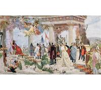 YIMACBJXX Dipinti Famosi Parete Immagine Arte Dipinto Telón ceremonial del Teatro Nacional Croata de Vlaho Bukovac per L'arredamento del Soggiorno 60x90cm
