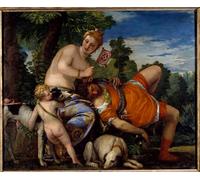 YIMACBJXX Dipinti Famosi Poster Stampa Stampe Pittura Afrodita y Adonis Adonis Figura de la mitología griega ama a Afrodita Pintura de Veronese per la Decorazione Della Parete 60x90cm