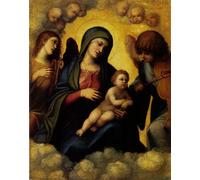 YIMACBJXX Dipinti Famosi Poster Stampa Stampe Pittura Dama con niño y dos ángeles músicos de Antonio Da Correggio per la Decorazione Della Parete 60x90cm