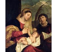 YIMACBJXX Dipinti Famosi Poster Stampa Stampe Pittura Dama y niño con Ss Stephen y Maurice de Tiziano Vecelli per la Decorazione Della Parete 60x90cm
