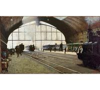 YIMACBJXX Dipinti Famosi Poster Stampa Stampe Pittura Estación Central de Milán de Angelo Morbelli per la Decorazione Della Parete 60x90cm