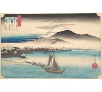 YIMACBJXX Dipinti Famosi Poster Stampa Stampe Pittura Gansos que regresan a Katada por Ando Hiroshige per la Decorazione Della Parete 60x90cm