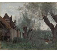 YIMACBJXX Dipinti Famosi Poster Stampa Stampe Pittura Sauces y granja en Sainte-catherine-lès-arras de Jean Baptiste Camille Corot per la Decorazione Della Parete 60x90cm