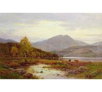 YIMACBJXX Dipinti Famosi Poster Stampa Stampe Pittura Tarde de otoño en el lago Venachar de Alfred De Breanski per la Decorazione Della Parete 60x90cm
