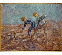 YIMACBJXX Dipinti Famosi Tela e Immagini Mural Dipinto Dos campesinos cavando tras de Vincent Gogh Van per L'arredamento Della Camera da Letto 60x90cm