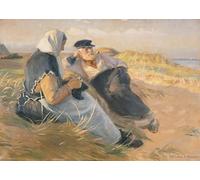 YIMACBJXX Dipinti Famosi Tela e Immagini Mural Dipinto El pescador Anders Velle y su esposa Ane en la playa por Michael Peter Ancher per L'arredamento Della Camera da Letto 60x90cm