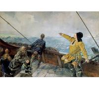 YIMACBJXX Dipinti Famosi Tela e Immagini Mural Dipinto Leiv Eirikson Descubriendo América de Christian Krohg per L'arredamento Della Camera da Letto 60x90cm