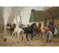 YIMACBJXX Dipinti Famosi Tela e Immagini Mural Dipinto Una ristra de caballos fuera de una posada de Otto Bache per L'arredamento Della Camera da Letto 60x90cm
