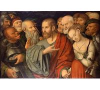 YIMACBJXX Famoso Arte Della Tela Quadri Modemi Cristo y la mujer sorprendida en adulterio de Lucas Cranach el per Decorazioni per la Casa 60x90cm
