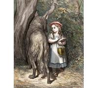 YIMACBJXX Famoso Arte Della Tela Quadri Modemi Cruzando el bosque, Caperucita Roja se encuentra con el lobo Grabado de Gustave Doré per Decorazioni per la Casa 60x90cm
