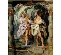YIMACBJXX Famoso Arte Della Tela Quadri Modemi El profeta Elías y el ángel en el desierto de Peter Paul Rubens per Decorazioni per la Casa 60x90cm