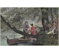 YIMACBJXX Famoso Arte Della Tela Quadri Modemi un picnic en el río de Richard Caton Woodville Junior per Decorazioni per la Casa 60x90cm
