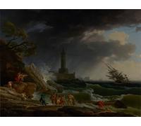 YIMACBJXX Famoso Arte Della Tela Quadri Modemi una tormenta en un mediterraneo de Claude Vernet per Decorazioni per la Casa 60x90cm