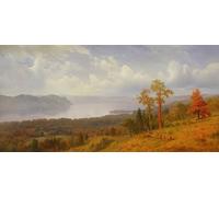 YIMACBJXX Famoso Arte Della Tela Quadri Modemi Vista sobre el Hudson mirando a través del Tappen Zee hacia Hook Mountain por Albert Bierstadt per Decorazioni per la Casa 60x90cm