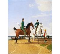 YIMACBJXX Famoso Murale Tela Painting Image Cazador y señor en el río Isar con vista de Wilhelm Von per la Decorazione Domestica dell'ufficio 60x90cm