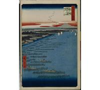 YIMACBJXX Famoso Murale Tela Painting Image Cien Celebres de Edo Minami Shinagawa y Samezu por Utagawa Hiroshige per la Decorazione Domestica dell'ufficio 60x90cm