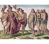YIMACBJXX Famoso Murale Tela Painting Image El jefe Satouriona y su esposa salen a caminar de Jacques Le Moyne per la Decorazione Domestica dell'ufficio 60x90cm