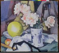 YIMACBJXX Famoso Murale Tela Painting Image Jarrón Roses Melon and Orange en azul y blanco de Samuel John Peploe per la Decorazione Domestica dell'ufficio 60x90cm