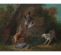 YIMACBJXX Famoso Murale Tela Painting Image Juego de perro vigilando a los muertos de Jean Baptiste Oudry per la Decorazione Domestica dell'ufficio 60x90cm