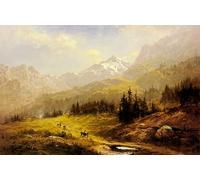 YIMACBJXX Famoso Murale Tela Painting Image la Mañana de los Alpes de Wengen en Suiza por Benjamin Williams Leader per la Decorazione Domestica dell'ufficio 60x90cm