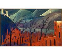 YIMACBJXX Famoso Murale Tela Painting Image MV Werefkin Pintura de la ciudad roja de Marianne Von Werefkin per la Decorazione Domestica dell'ufficio 60x90cm
