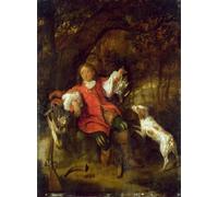 YIMACBJXX Famoso Parete Immagine Arte Dipinto el cazador de gabriel metsu per L'arredamento del Soggiorno 60x90cm