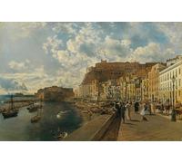 YIMACBJXX Famoso Parete Immagine Arte Dipinto en la playa de Santa Lucia en Nápoles por Rudolf Von Alt per L'arredamento del Soggiorno 60x90cm