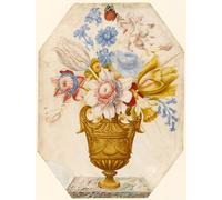 YIMACBJXX Famoso Parete Immagine Arte Dipinto Flores en un jarrón sobre una repisa de mármol con un insecto posado sobre la flor de Nicolas Robert per L'arredamento del Soggiorno 60x90cm