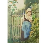 YIMACBJXX Famoso Parete Immagine Arte Dipinto Mujer campesina en la puerta de Louis Welden Hawkins per L'arredamento del Soggiorno 60x90cm