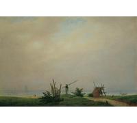 YIMACBJXX Famoso Parete Immagine Arte Dipinto Sea Beach with Fisherman de Caspar David Friedrich per L'arredamento del Soggiorno 60x90cm
