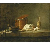 YIMACBJXX Famoso Parete Immagine Arte Dipinto Una rebanada de pescado una cebolla y dos huevos con una maja de Jean Baptiste Simeon Chardin per L'arredamento del Soggiorno 60x90cm