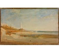 YIMACBJXX Famoso Poster Stampa Stampe Pittura Barcos y faro cerca de Génova por Karl Blechen per la Decorazione Della Parete 60x90cm