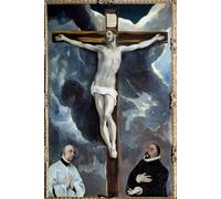 YIMACBJXX Famoso Poster Stampa Stampe Pittura Cristo en la cruz adora por ambos donantes Pintura de El Greco per la Decorazione Della Parete 60x90cm