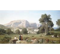 YIMACBJXX Famoso Poster Stampa Stampe Pittura Disfrutando de la vista en la isla de en el golfo de Nápoles por Henri Harpignies per la Decorazione Della Parete 60x90cm