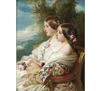 YIMACBJXX Famoso Poster Stampa Stampe Pittura La reina y su prima la duquesa de Nemours de Xaver Winterhalter per la Decorazione Della Parete 60x90cm