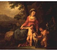 YIMACBJXX Famoso Poster Stampa Stampe Pittura la Virgen María con el Niño Jesús y San Juan Bautista de Angelica Kauffmann per la Decorazione Della Parete 60x90cm