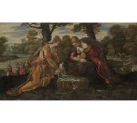 YIMACBJXX Famoso Tela e Immagini Mural Dipinto el Hallazgo de Moisés de Jacopo Robusti Tintoretto per L'arredamento Della Camera da Letto 60x90cm