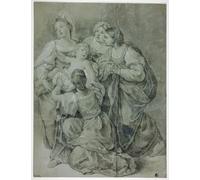 YIMACBJXX Famoso Tela e Immagini Mural Dipinto Grupo de cuatro mujeres y niños de Domenichino per L'arredamento Della Camera da Letto 60x90cm