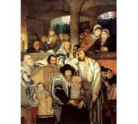 YIMACBJXX Famoso Tela e Immagini Mural Dipinto Judíos rezando en la sinagoga en Yom Kippur por Maurycy Gottlieb per L'arredamento Della Camera da Letto 60x90cm
