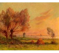 YIMACBJXX Famoso Tela e Immagini Mural Dipinto Soleil Couchant Sur Les Marais Salants de Ferdinand Loyen Du Puigaudeau per L'arredamento Della Camera da Letto 60x90cm
