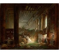 YIMACBJXX Famoso Tela e Immagini Mural Dipinto un ermitaño rezando en las ruinas de un templo romano de Hubert Robert per L'arredamento Della Camera da Letto 60x90cm