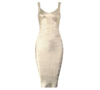 YIMAISZQ Abito Donna Invernale da Sera in Rayon Bandage Ballo Ginocchio Rosso Verde -Oro-XS