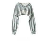 YIMAISZQ Hoodie Felpa A Cappuccio Femminile personalità Irregolare Coltura Stile Ultra Breve Manica Lunga Superiore Goccia Spedizione Y2k Vestiti-Grigio-XL